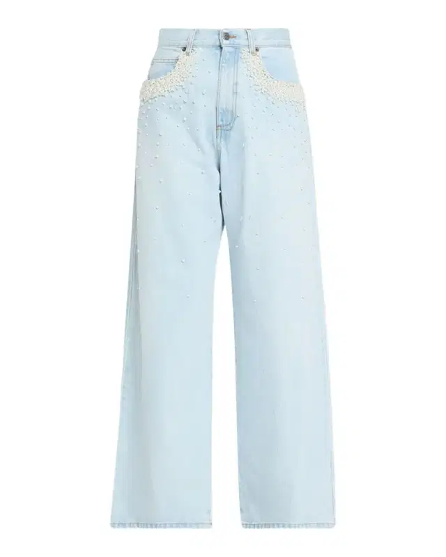 GIUSEPPE DI MORABITO Act II: The Fall of Icarus Imitation Pearl-Embellished Wide-Leg Jeans