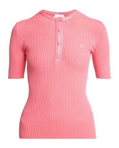 Courrèges Vinyl-Trim Short-Sleeve Rib Top | Thumbnail 1