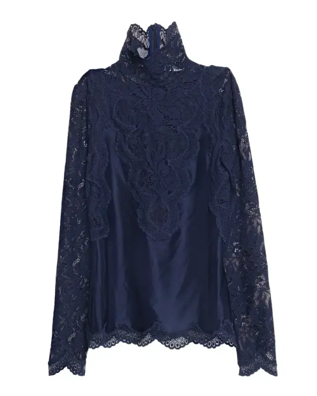 Rabanne Turtleneck Lace And Jersey Long-Sleeve Top