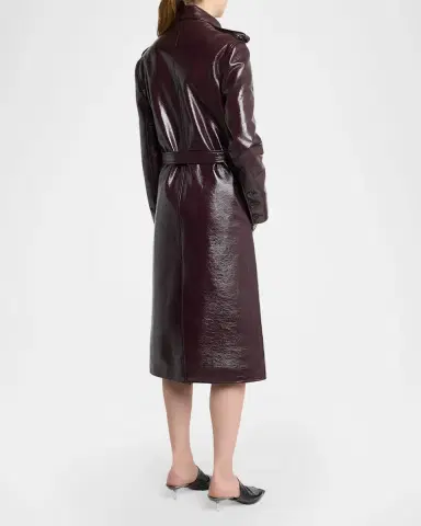 Courrèges Vinyl Double-Breasted Belted Long Trench Coat | Thumbnail 3