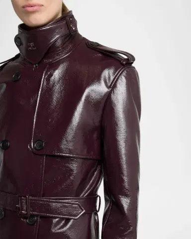 Courrèges Vinyl Double-Breasted Belted Long Trench Coat | Thumbnail 5