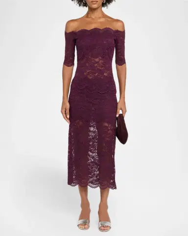 Rabanne Scalloped Sheer Lace Midi Skirt | Thumbnail 2