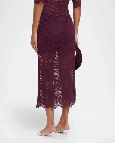 Rabanne Scalloped Sheer Lace Midi Skirt | Thumbnail 3