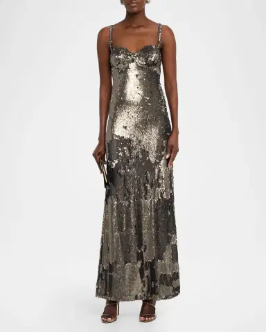 L'Agence Sayla Bias-Cut Sequined Gown | Thumbnail 2 L'Agence Sayla Bias-Cut Sequined Gown | Thumbnail 2