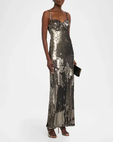 L'Agence Sayla Bias-Cut Sequined Gown | Thumbnail 4 L'Agence Sayla Bias-Cut Sequined Gown | Thumbnail 4