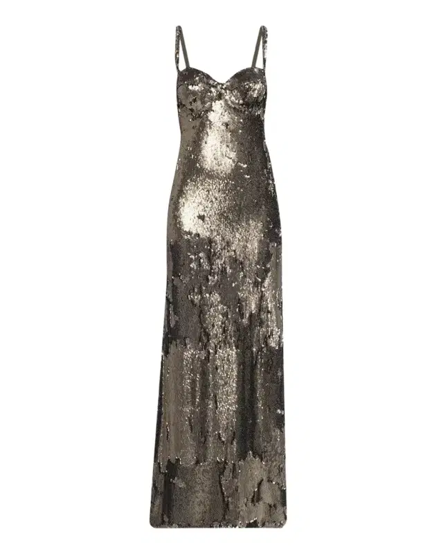 L 'Agence Sayla Bias-Cut Sequined Gown