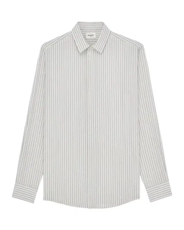 Saint Laurent Cassandre Striped Slim-Fit Shirt