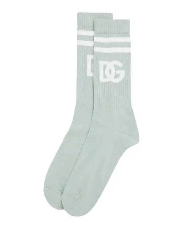 Dolce & Gabbana Men 's Monogram Stripe Ribbed Crew Socks