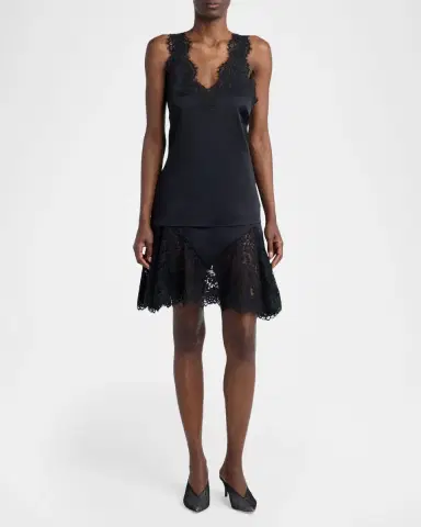 Stella McCartney Lace-Trim Satin Mini Skirt | Thumbnail 2 Stella McCartney Lace-Trim Satin Mini Skirt | Thumbnail 2