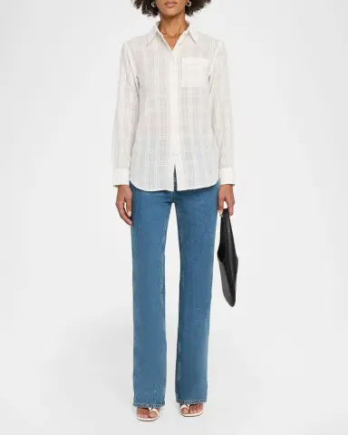Burberry Emma Check Cotton Voile Button-Down Shirt | Thumbnail 2