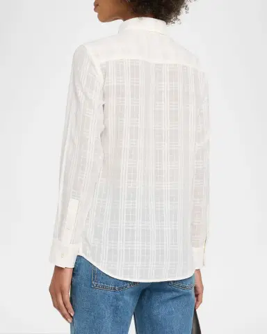 Burberry Emma Check Cotton Voile Button-Down Shirt | Thumbnail 3