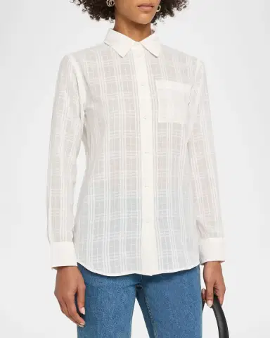 Burberry Emma Check Cotton Voile Button-Down Shirt | Thumbnail 4