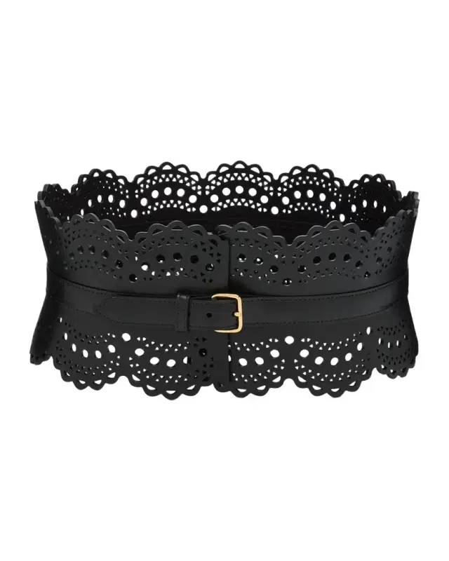 ALAÏA Vienne Lasercut Leather Corset Belt