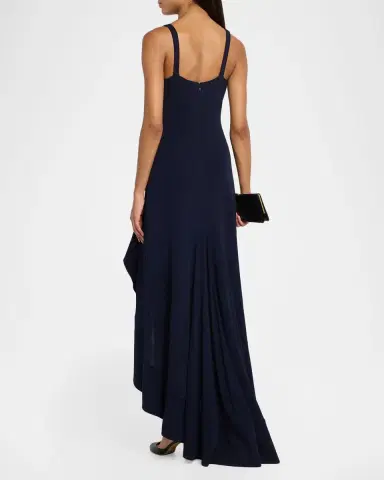 Stella McCartney Sleeveless V-Neck Frill Slit Maxi Dress | Thumbnail 3 Stella McCartney Sleeveless V-Neck Frill Slit Maxi Dress | Thumbnail 3