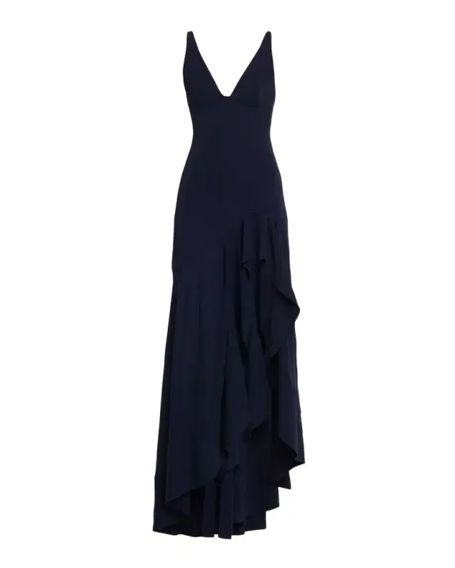 Stella McCartney Sleeveless V-Neck Frill Slit Maxi Dress