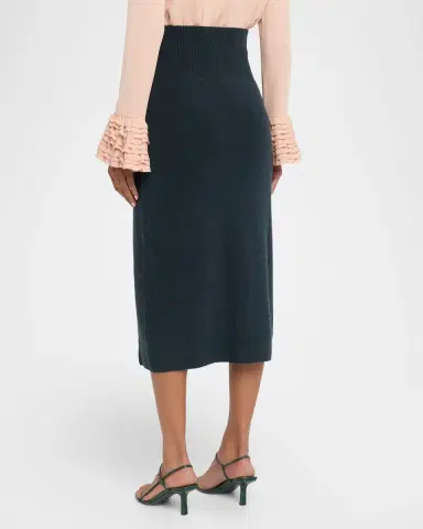 Erdem Embroidered Wool Knit Midi Pencil Skirt | Thumbnail 3