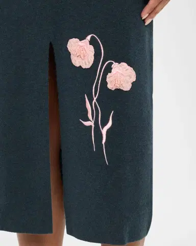 Erdem Embroidered Wool Knit Midi Pencil Skirt | Thumbnail 5