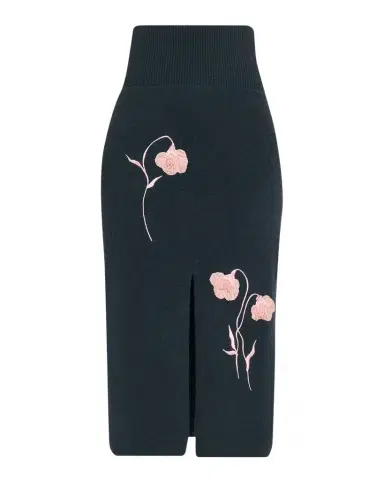 Erdem Embroidered Wool Knit Midi Pencil Skirt | Thumbnail 1