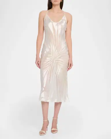 Roberto Cavalli Sleeveless Ray Devoré Backless Midi Slip Dress | Thumbnail 2 Roberto Cavalli Sleeveless Ray Devoré Backless Midi Slip Dress | Thumbnail 2