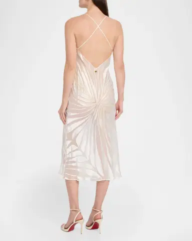 Roberto Cavalli Sleeveless Ray Devoré Backless Midi Slip Dress | Thumbnail 3 Roberto Cavalli Sleeveless Ray Devoré Backless Midi Slip Dress | Thumbnail 3