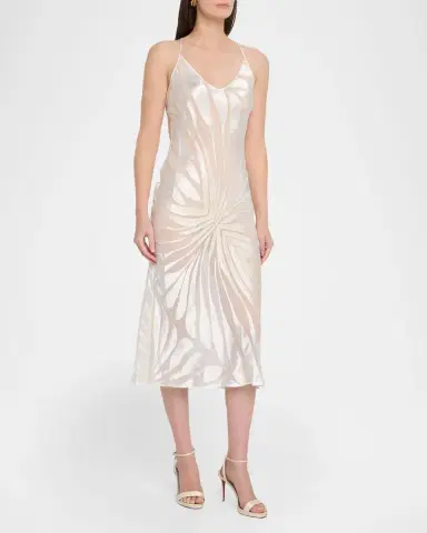 Roberto Cavalli Sleeveless Ray Devoré Backless Midi Slip Dress | Thumbnail 4 Roberto Cavalli Sleeveless Ray Devoré Backless Midi Slip Dress | Thumbnail 4