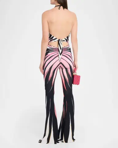 Roberto Cavalli Striped Jersey Flare-Leg Halter Jumpsuit | Thumbnail 3 Roberto Cavalli Striped Jersey Flare-Leg Halter Jumpsuit | Thumbnail 3