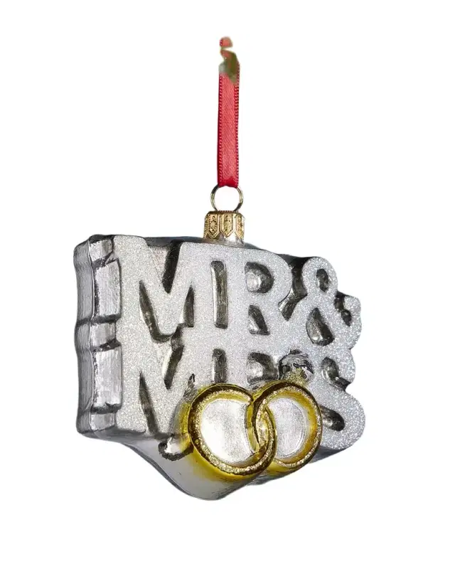 Joy To The World Collectibles Glass Mr. & Mrs. Wedding Ornament
