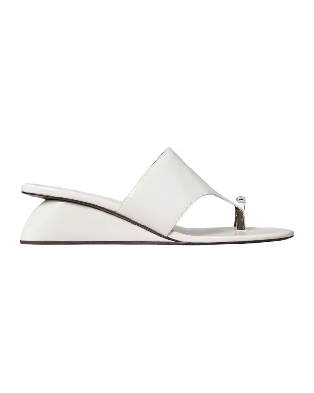 Tory Burch 45mm Pierced Leather Toe-Ring Wedge Sandals