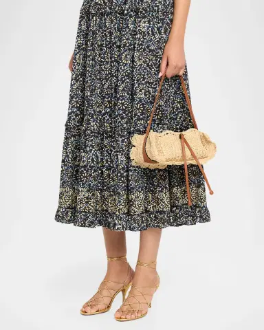 Ulla Johnson Marina Raffia Scalloped Leather-Trim Shoulder Bag | Thumbnail 2