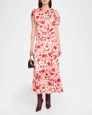Isabel Marant Hilza Floral Devoré Silk Georgette Midi Skirt | Thumbnail 2