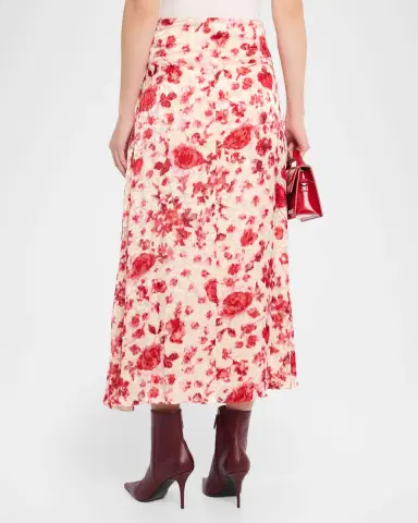 Isabel Marant Hilza Floral Devoré Silk Georgette Midi Skirt | Thumbnail 3