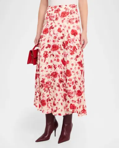 Isabel Marant Hilza Floral Devoré Silk Georgette Midi Skirt | Thumbnail 4