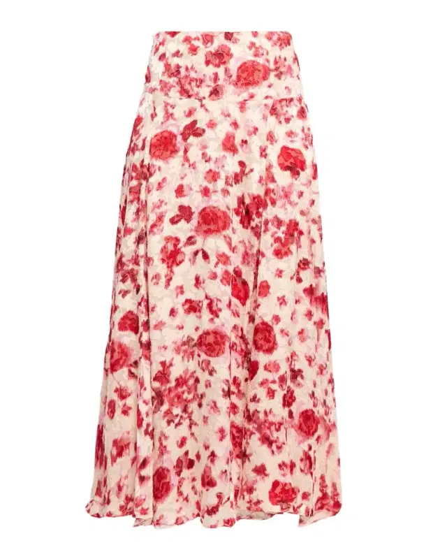 Isabel Marant Hilza Floral Devoré Silk Georgette Midi Skirt