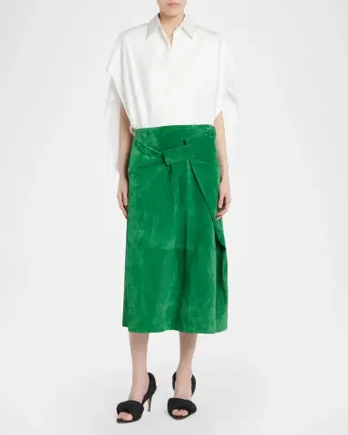 Bottega Veneta Suede Midi Wrap Skirt | Thumbnail 2