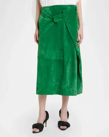 Bottega Veneta Suede Midi Wrap Skirt | Thumbnail 4