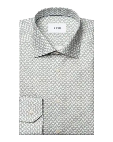 Eton Men 's Pineapple-Print Cotton Twill Contemporary-Fit Dress Shirt | Thumbnail 1 Eton Men 's Pineapple-Print Cotton Twill Contemporary-Fit Dress Shirt | Thumbnail 1