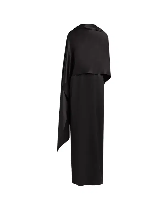 Bottega Veneta Asymmetric Silk Cape Column Dress