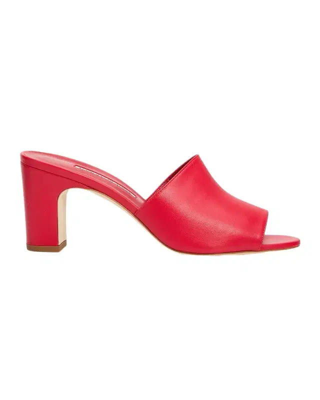 Manolo Blahnik 70mm Rapallabar Leather Mules
