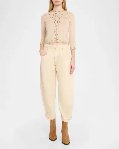 Isabel Marant Amaria Embellished Silk-Cashmere Crewneck Cardigan | Thumbnail 2 Isabel Marant Amaria Embellished Silk-Cashmere Crewneck Cardigan | Thumbnail 2