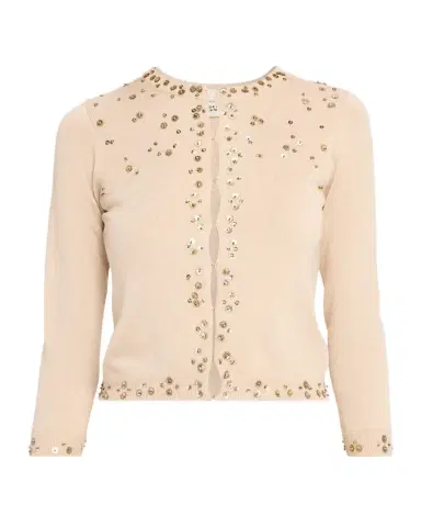 Isabel Marant Amaria Embellished Silk-Cashmere Crewneck Cardigan | Thumbnail 1 Isabel Marant Amaria Embellished Silk-Cashmere Crewneck Cardigan | Thumbnail 1
