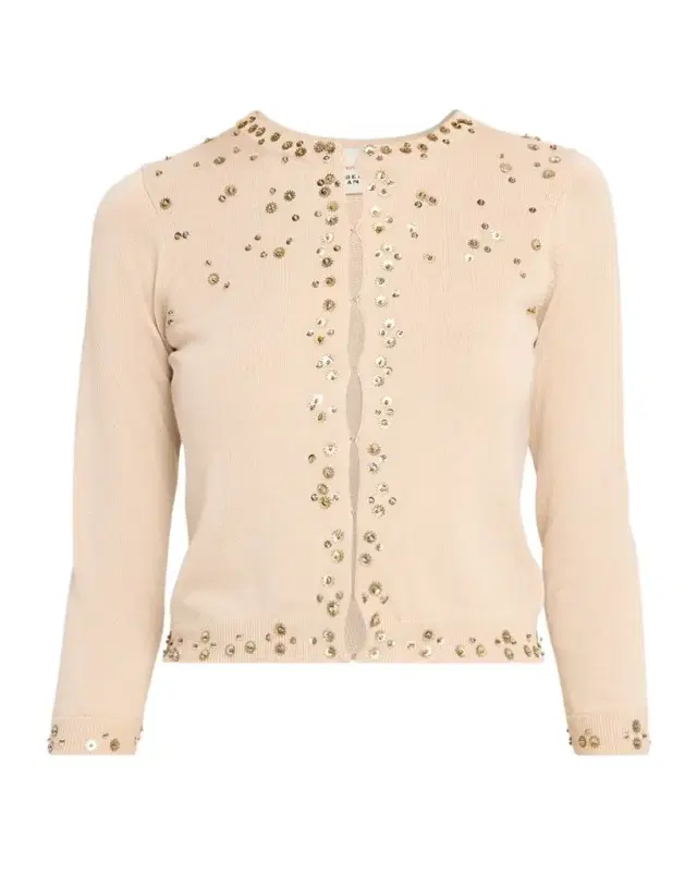 Isabel Marant Amaria Embellished Silk-Cashmere Crewneck Cardigan