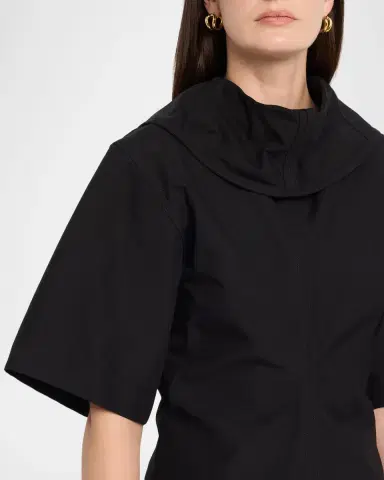 Bottega Veneta Cotton Foldover Collar Short-Sleeve Top | Thumbnail 5 Bottega Veneta Cotton Foldover Collar Short-Sleeve Top | Thumbnail 5
