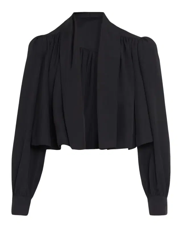 Chloe Open-Front Pleated Crop Blazer