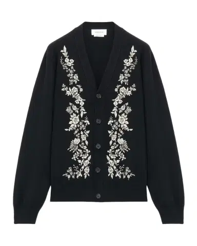 Alexander McQueen Men's Wool Floral-Embroidered Cardigan | Thumbnail 1 Alexander McQueen Men's Wool Floral-Embroidered Cardigan | Thumbnail 1