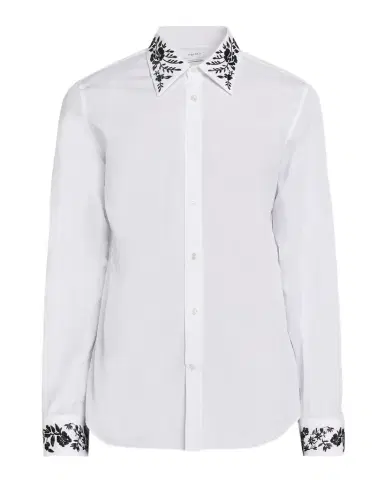 Alexander McQueen Men's Cotton Floral-Embroidered Sport Shirt | Thumbnail 1