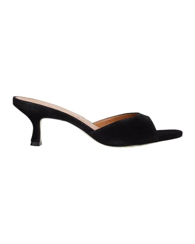 STAUD 55mm Brigitte Suede Kitten-Heel Mules