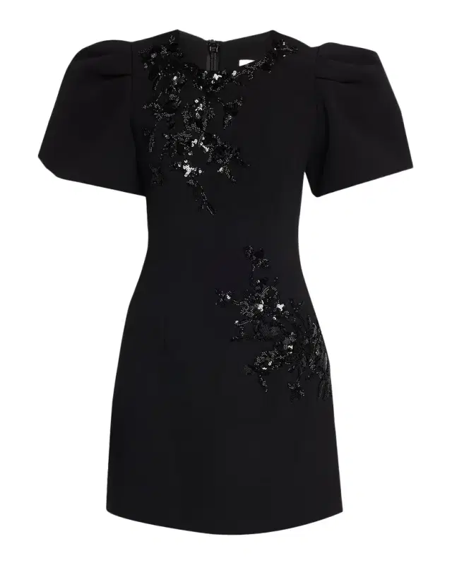 REBECCA VALLANCE Livia Sequin Puff-Sleeve Mini Dress