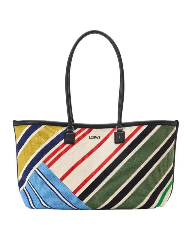 Loewe Verano Stripe-Embroidered Tote Bag