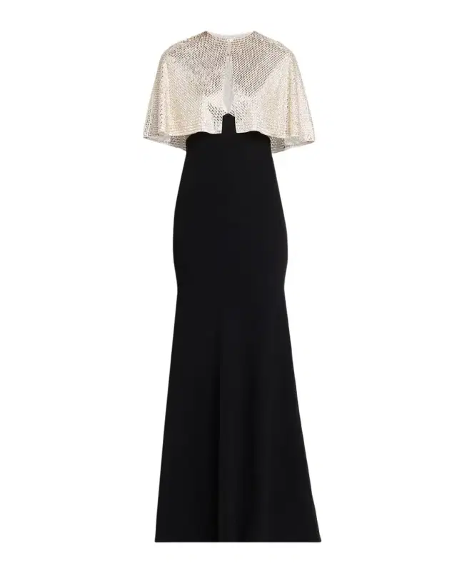 Roland Mouret Embellished V-Neck Gown With Capelet