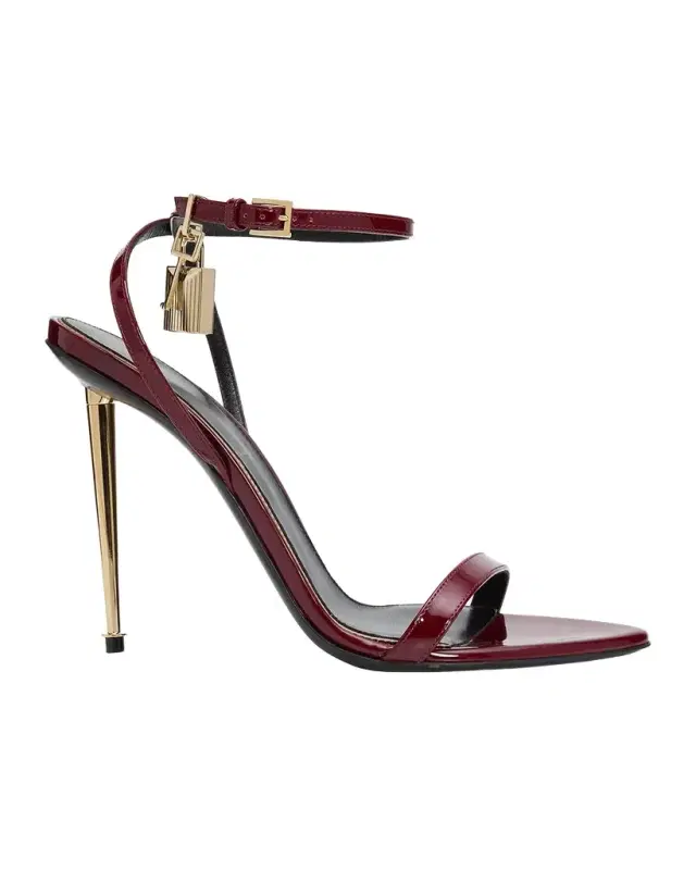 TOM FORD 105mm Lock Patent Leather Ankle-Strap Sandals